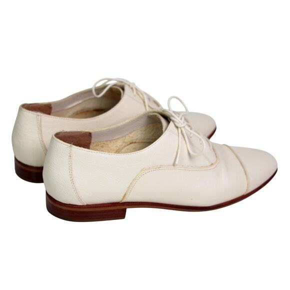 Madewell CREAM WHITE REAL LEATHER ROUND TOE LACE UP LOW HEEL OXFORD SHOES Sz 10 - Picture 6 of 10